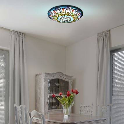 Brilagi - Plafonieră Tiffany cu vitralii LORAS 2xE27/60W/230V