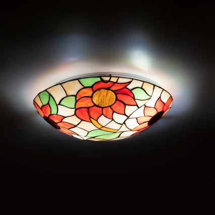 Brilagi - Plafonieră Tiffany cu vitralii SUNFLOWER 2xE27/60W/230V Ø 40 cm