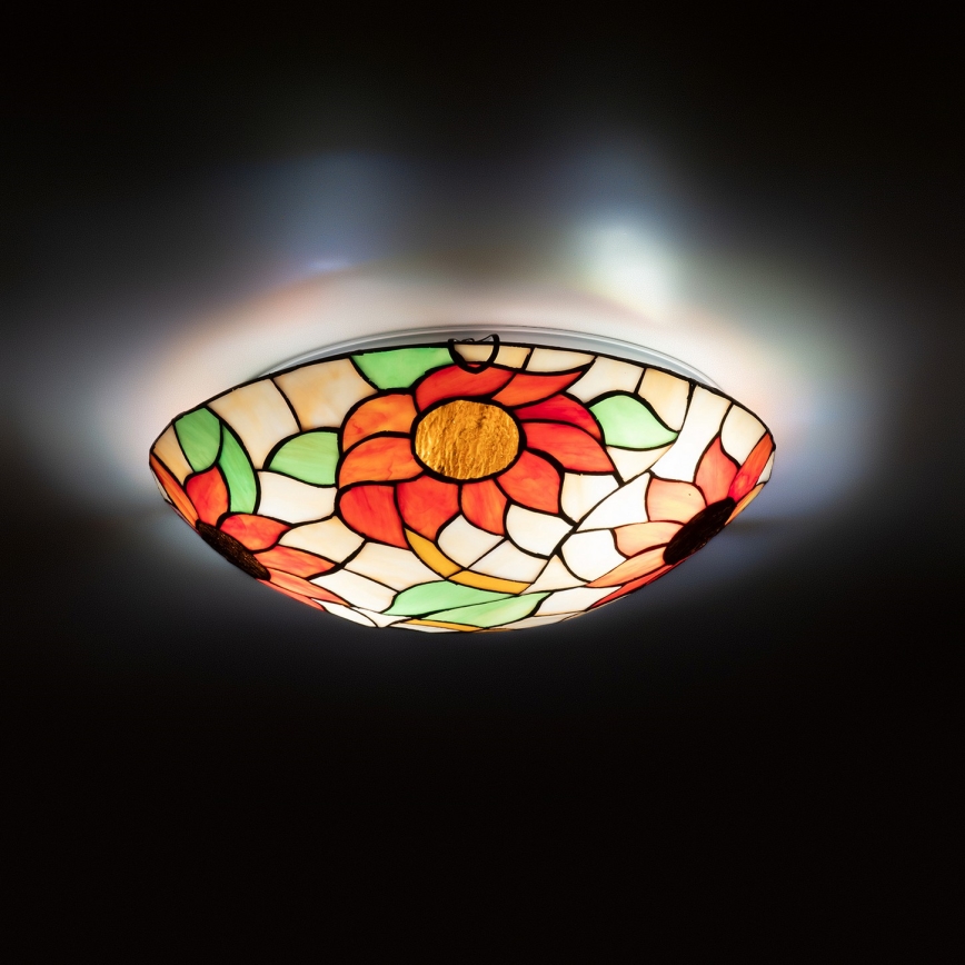 Brilagi - Plafonieră Tiffany cu vitralii SUNFLOWER 2xE27/60W/230V Ø 40 cm