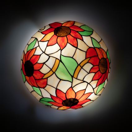 Brilagi - Plafonieră Tiffany cu vitralii SUNFLOWER 2xE27/60W/230V Ø 40 cm