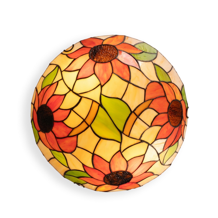 Brilagi - Plafonieră Tiffany cu vitralii SUNFLOWER 2xE27/60W/230V Ø 40 cm