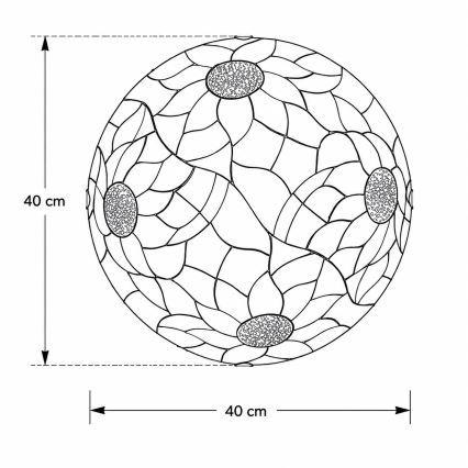 Brilagi - Plafonieră Tiffany cu vitralii SUNFLOWER 2xE27/60W/230V Ø 40 cm