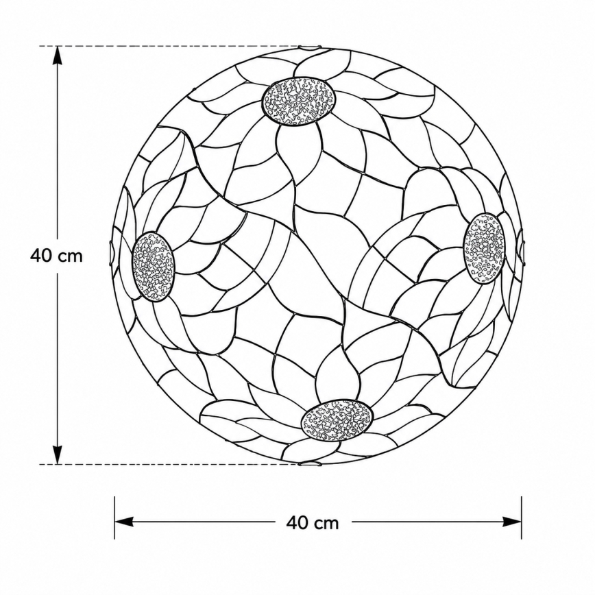 Brilagi - Plafonieră Tiffany cu vitralii SUNFLOWER 2xE27/60W/230V Ø 40 cm
