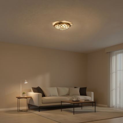 Brilagi - Plafonieră Tiffany din vitralii, culoare ivoriu, 2xE27/60W/230V, Ø 40 cm