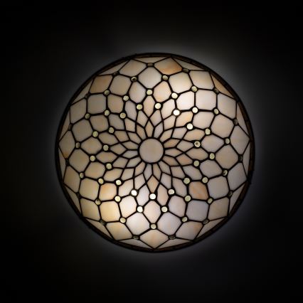 Brilagi - Plafonieră Tiffany din vitralii, culoare ivoriu, 2xE27/60W/230V, Ø 40 cm