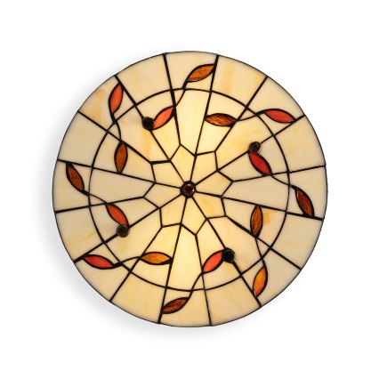 Brilagi - Plafonieră Tiffany din vitralii FOLIA, 3xE27/60W/230V, Ø 40 cm