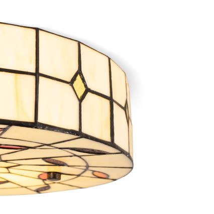 Brilagi - Plafonieră Tiffany din vitralii FOLIA, 3xE27/60W/230V, Ø 40 cm