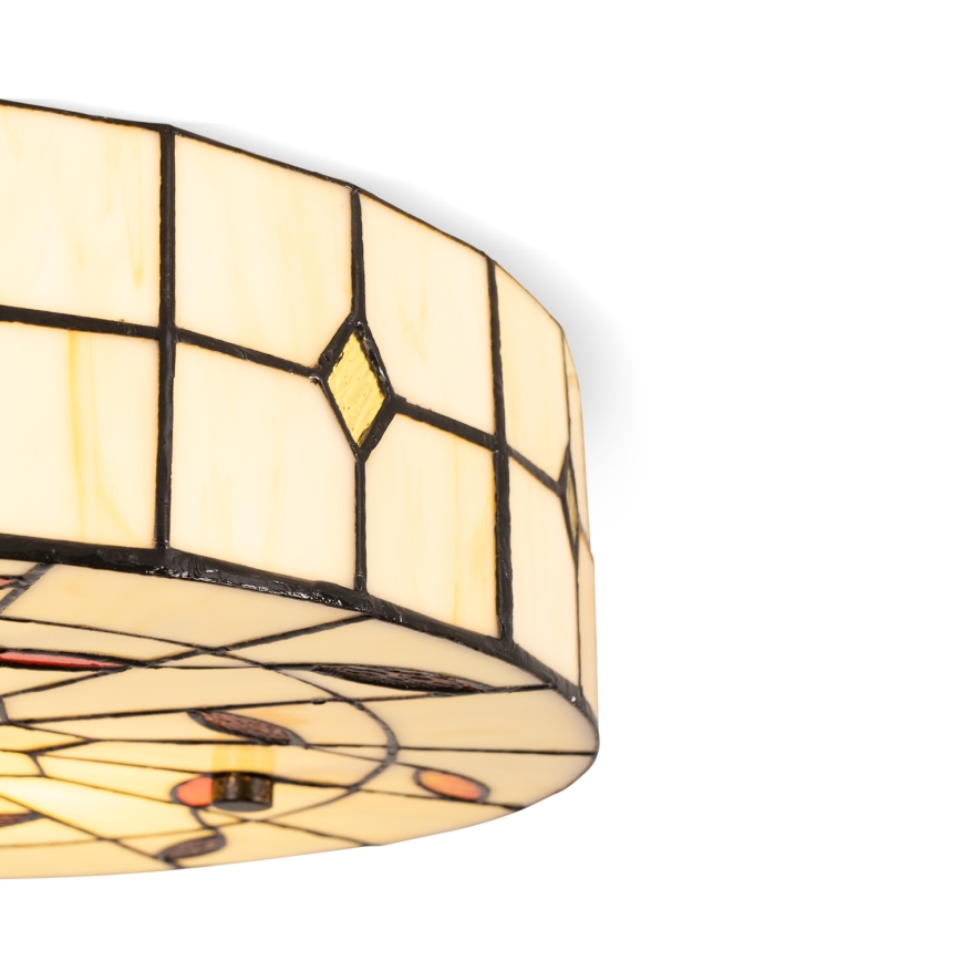 Brilagi - Plafonieră Tiffany din vitralii FOLIA, 3xE27/60W/230V, Ø 40 cm