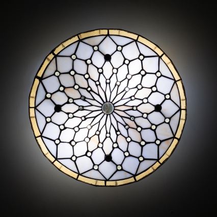 Brilagi - Plafonieră Tiffany din vitralii, ivoriu, 3xE27/60W/230V, Ø 40 cm