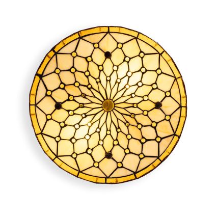Brilagi - Plafonieră Tiffany din vitralii, ivoriu, 3xE27/60W/230V, Ø 40 cm