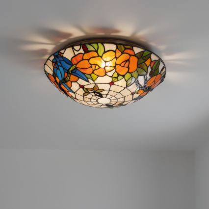 Brilagi - Plafonieră Tiffany din vitralii JUNGLE 2xE27/60W/230V Ø 40 cm