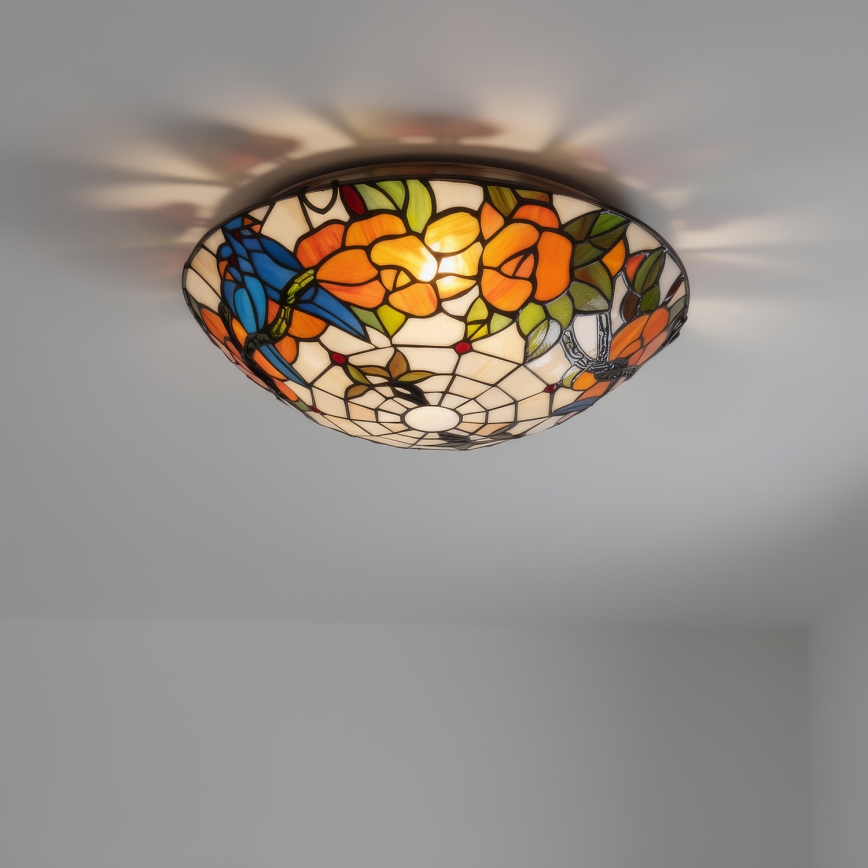Brilagi - Plafonieră Tiffany din vitralii JUNGLE 2xE27/60W/230V Ø 40 cm