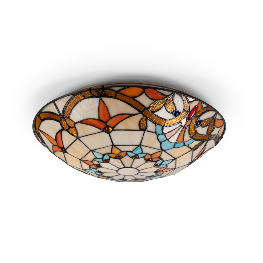 Brilagi - Plafonieră Tiffany din vitralii MIRABELLA, 2xE27/60W/230V, diam. 40 cm