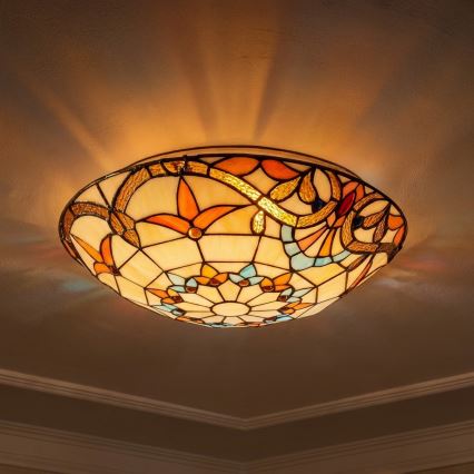 Brilagi - Plafonieră Tiffany din vitralii MIRABELLA, 2xE27/60W/230V, diam. 40 cm