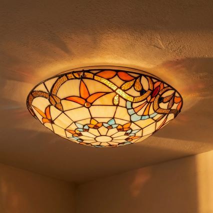 Brilagi - Plafonieră Tiffany din vitralii MIRABELLA, 2xE27/60W/230V, diam. 40 cm