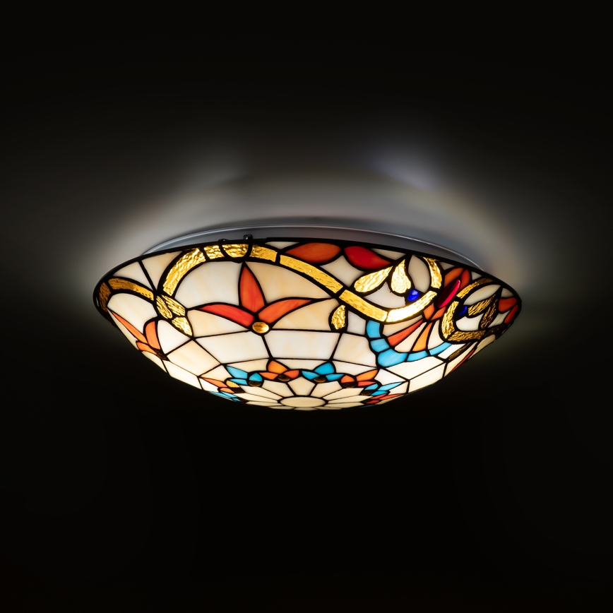 Brilagi - Plafonieră Tiffany din vitralii MIRABELLA, 2xE27/60W/230V, diam. 40 cm