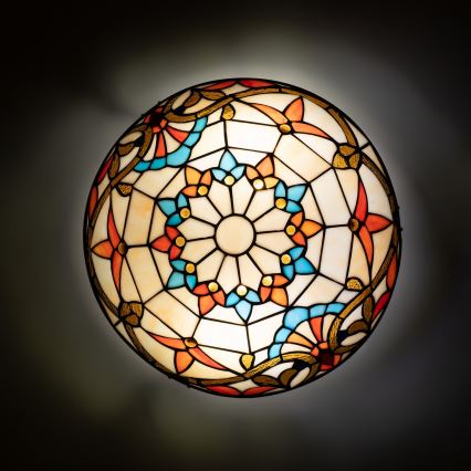 Brilagi - Plafonieră Tiffany din vitralii MIRABELLA, 2xE27/60W/230V, diam. 40 cm