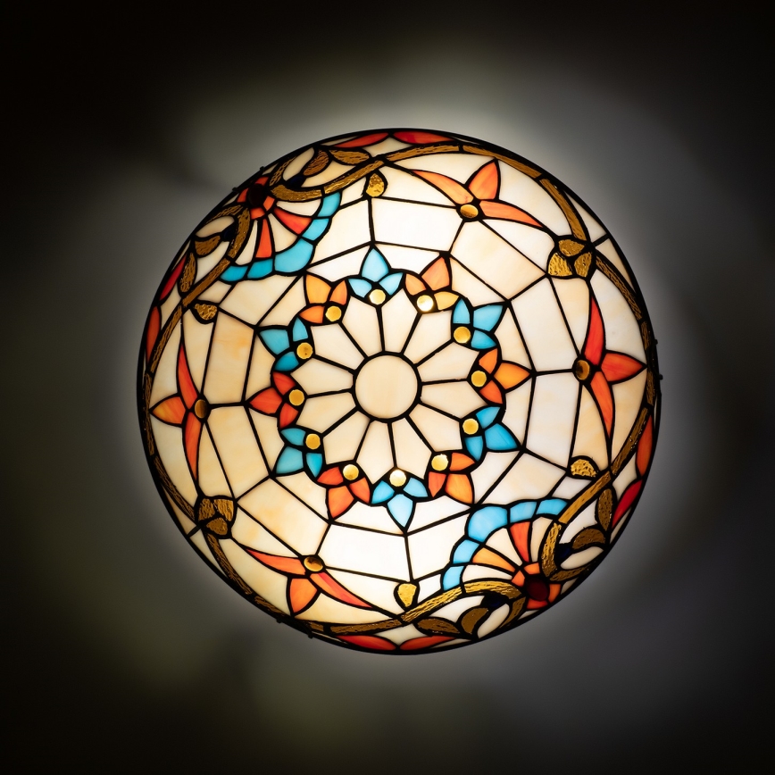 Brilagi - Plafonieră Tiffany din vitralii MIRABELLA, 2xE27/60W/230V, diam. 40 cm