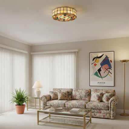 Brilagi - Plafonieră Tiffany din vitralii MIRABELLA 3xE27/60W/230V, Ø 40 cm