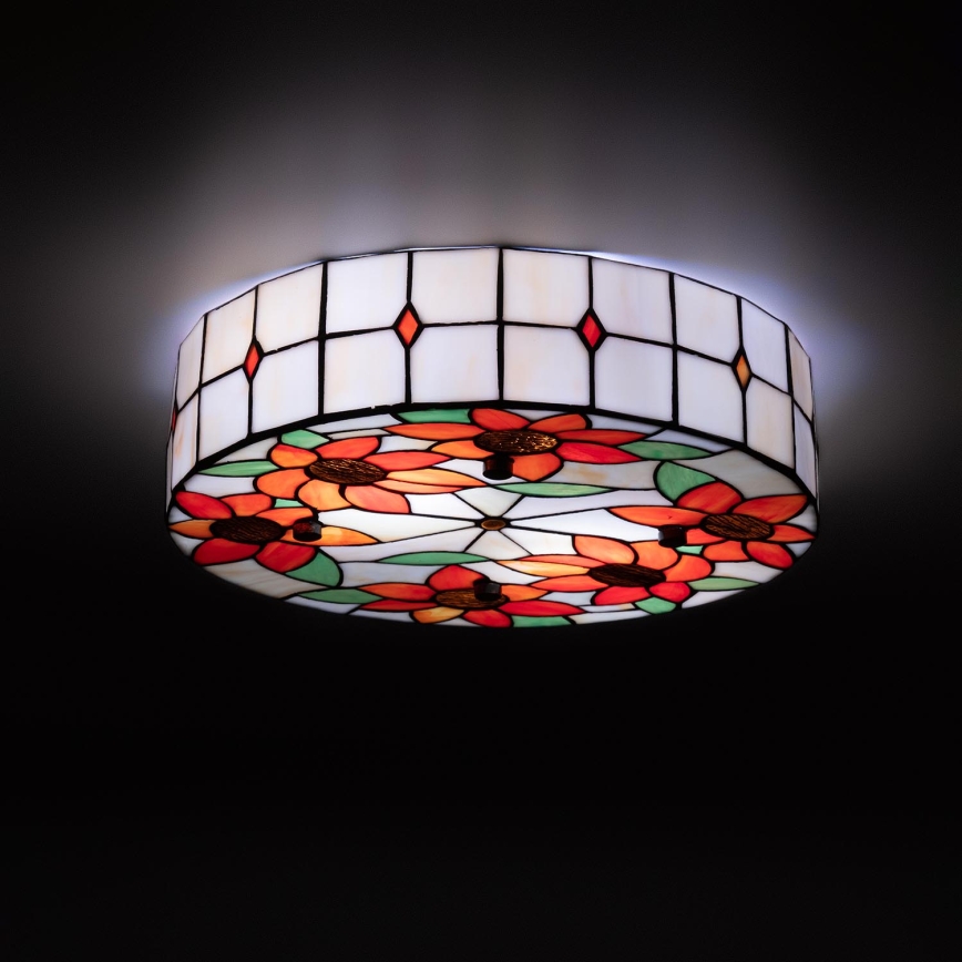 Brilagi - Plafonieră Tiffany din vitralii SUNFLOWER, 3xE27/60W/230V, Ø 40 cm