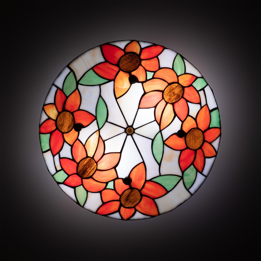 Brilagi - Plafonieră Tiffany din vitralii SUNFLOWER, 3xE27/60W/230V, Ø 40 cm