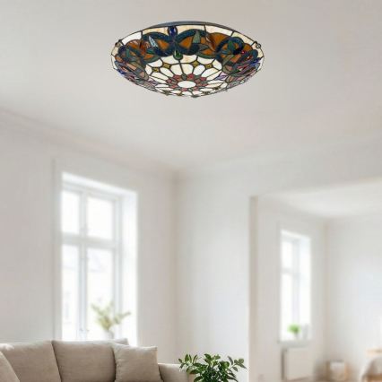 Brilagi - Plafonieră Tiffany Luisa, cu vitralii, 2xE27/60W/230V, Ø 40 cm
