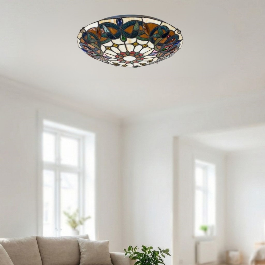 Brilagi - Plafonieră Tiffany Luisa, cu vitralii, 2xE27/60W/230V, Ø 40 cm