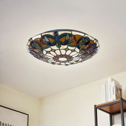 Brilagi - Plafonieră Tiffany Luisa, cu vitralii, 2xE27/60W/230V, Ø 40 cm