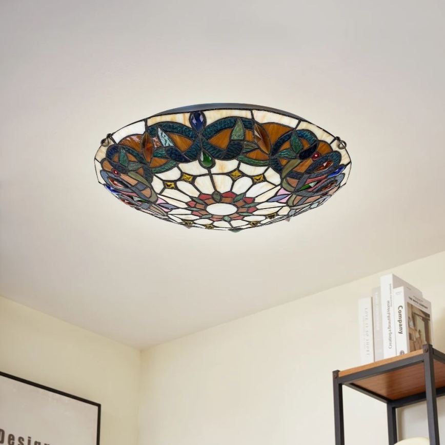 Brilagi - Plafonieră Tiffany Luisa, cu vitralii, 2xE27/60W/230V, Ø 40 cm