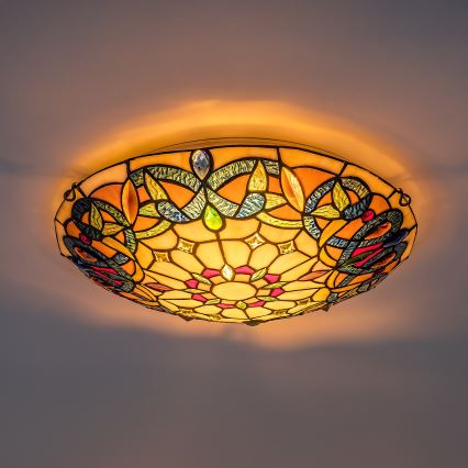 Brilagi - Plafonieră Tiffany Luisa, cu vitralii, 2xE27/60W/230V, Ø 40 cm