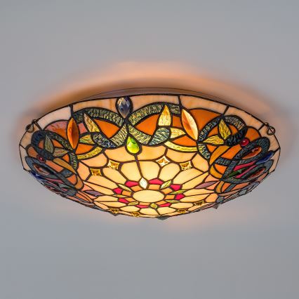 Brilagi - Plafonieră Tiffany Luisa, cu vitralii, 2xE27/60W/230V, Ø 40 cm