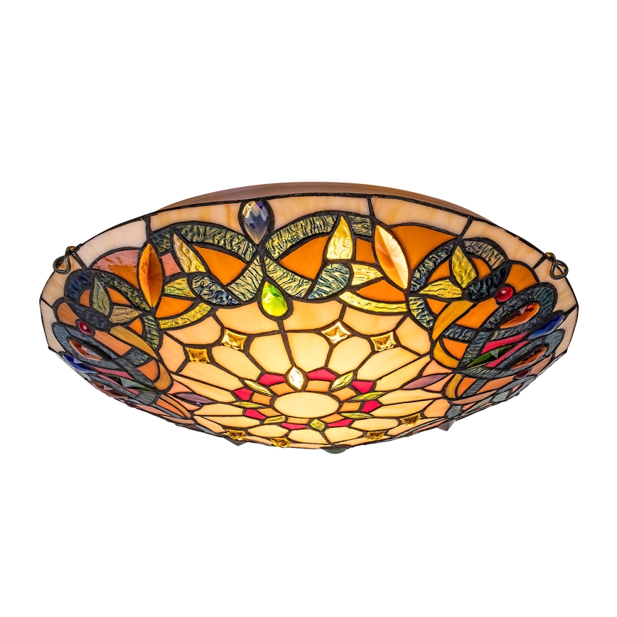 Brilagi - Plafonieră Tiffany Luisa, cu vitralii, 2xE27/60W/230V, Ø 40 cm