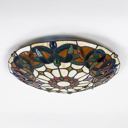 Brilagi - Plafonieră Tiffany Luisa, cu vitralii, 2xE27/60W/230V, Ø 40 cm