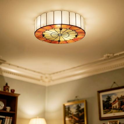 Brilagi - Plafonieră Tiffany SIENNA din vitralii, 3xE27/60W/230V, Ø 40 cm