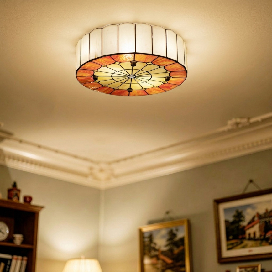 Brilagi - Plafonieră Tiffany SIENNA din vitralii, 3xE27/60W/230V, Ø 40 cm