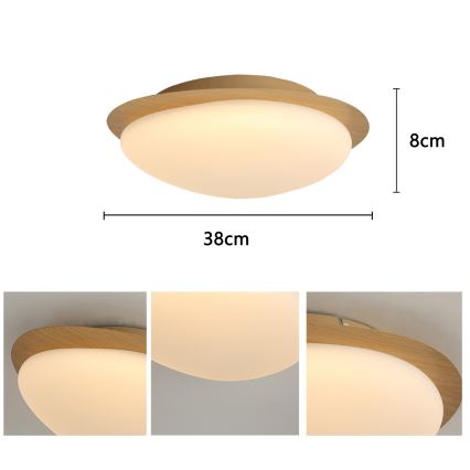 Brilagi - Plafonieră VISBY WOOD LED, 18 W, 230 V, Ø 38 cm, maro