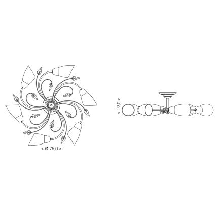 BRILAGI - Plafonieră WILLOW 6xE27/40W/230V Ø 75 cm bronz