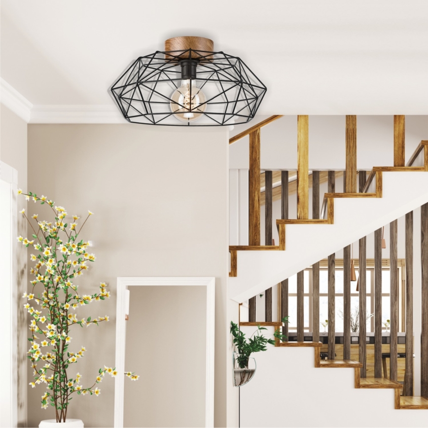 Brilagi - Lampă de tavan WOODY BASKET 1xE27/60W/230V Ø 40 cm stejar nuc