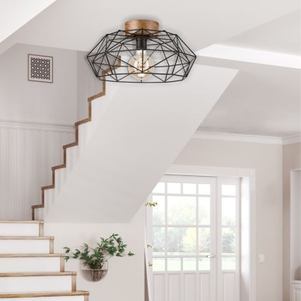 Brilagi - Lampă de tavan WOODY BASKET 1xE27/60W/230V Ø 40 cm stejar nuc