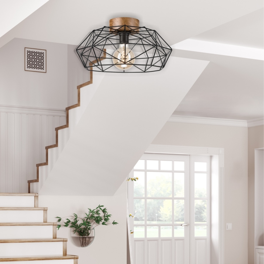 Brilagi - Lampă de tavan WOODY BASKET 1xE27/60W/230V Ø 40 cm stejar nuc