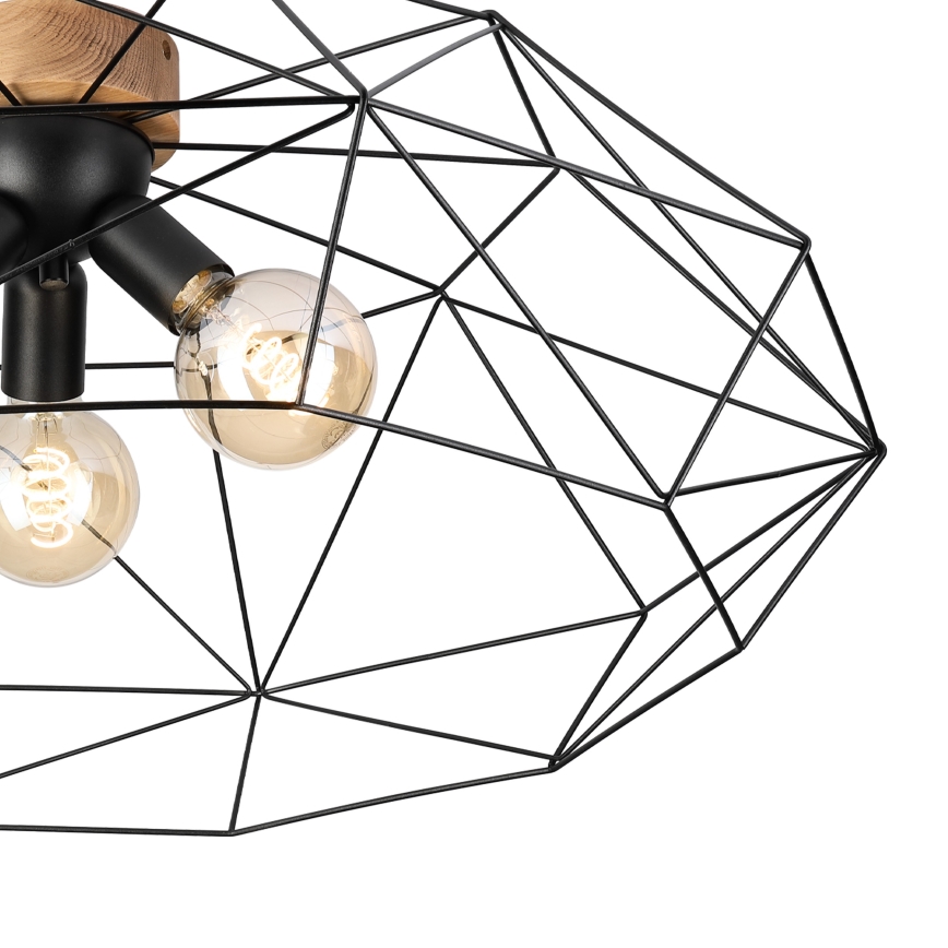 Brilagi - Plafonieră WOODY BASKET, 3 x E27/60W/230V, Ø 80 cm, stejar