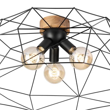 Brilagi - Plafonieră WOODY BASKET, 3 x E27/60W/230V, Ø 80 cm, stejar