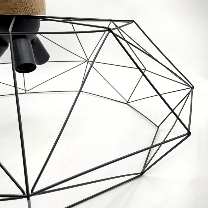 Brilagi - Plafonieră WOODY BASKET, 3 x E27/60W/230V, Ø 80 cm, stejar