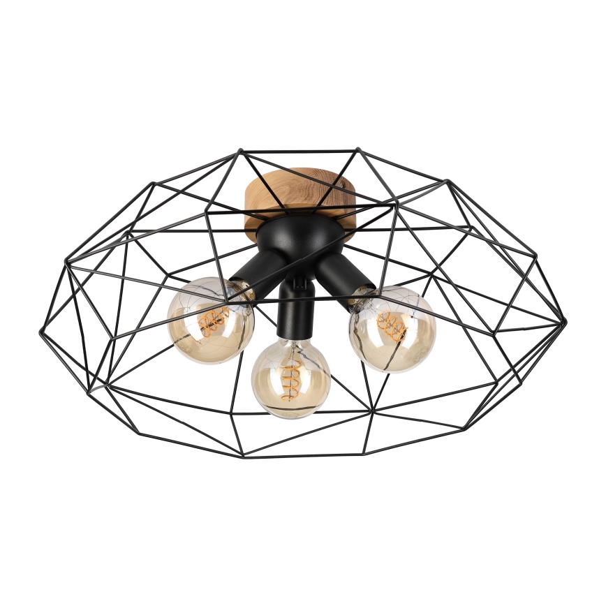 Brilagi - Plafonieră WOODY BASKET 3xE27/60W/230V, diam. 60 cm, stejar