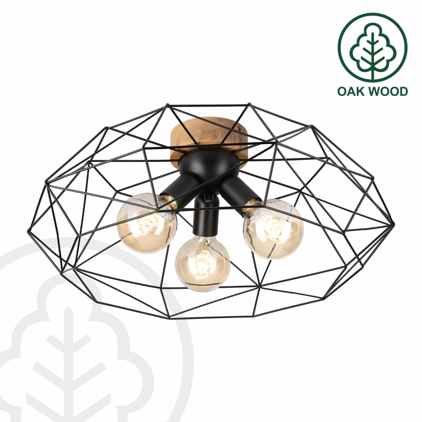 Brilagi - Plafonieră WOODY BASKET 3xE27/60W/230V, diam. 60 cm, stejar