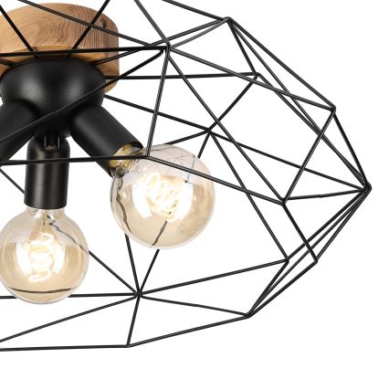 Brilagi - Plafonieră WOODY BASKET 3xE27/60W/230V, diam. 60 cm, stejar