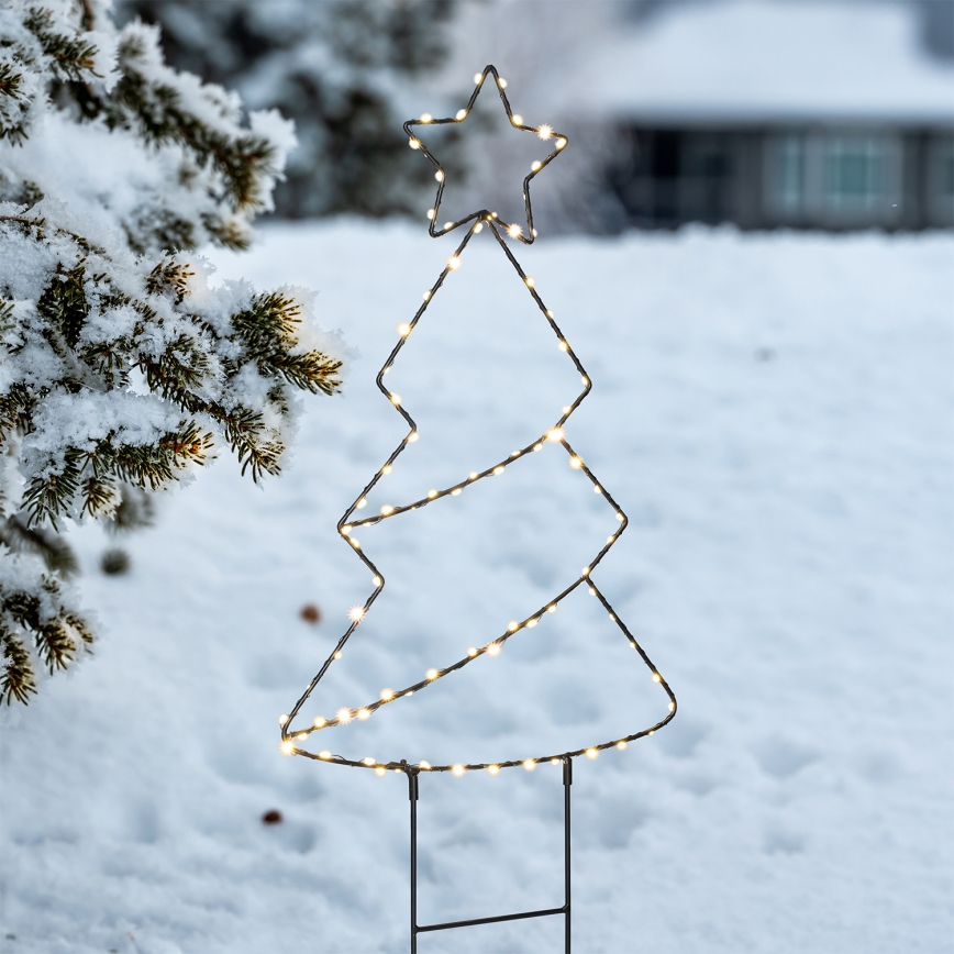 Brilagi - Pom de Crăciun luminos pentru exterior, LED, alimentare 3xAA, IP44, 68x29 cm