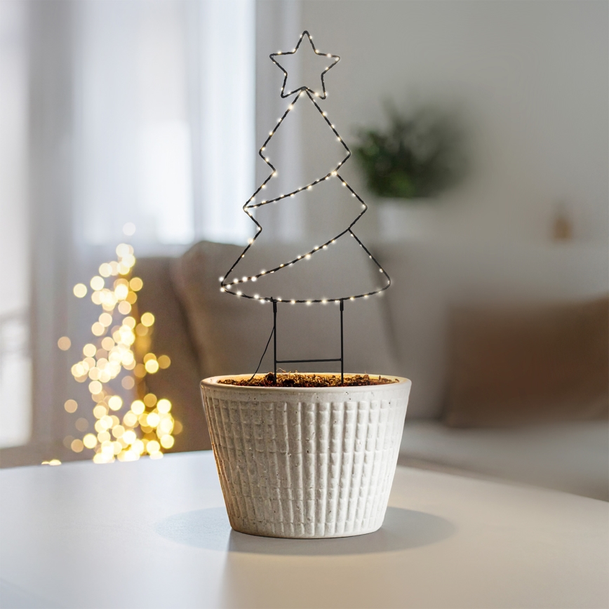 Brilagi - Pom de Crăciun luminos pentru exterior, LED, alimentare 3xAA, IP44, 68x29 cm