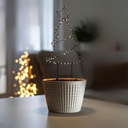 Brilagi - Pom de Crăciun luminos pentru exterior, LED, alimentare 3xAA, IP44, 68x29 cm