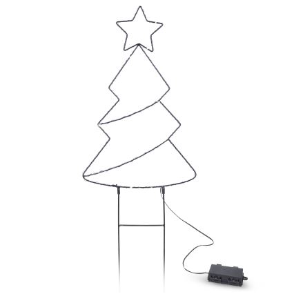 Brilagi - Pom de Crăciun luminos pentru exterior, LED, alimentare 3xAA, IP44, 68x29 cm